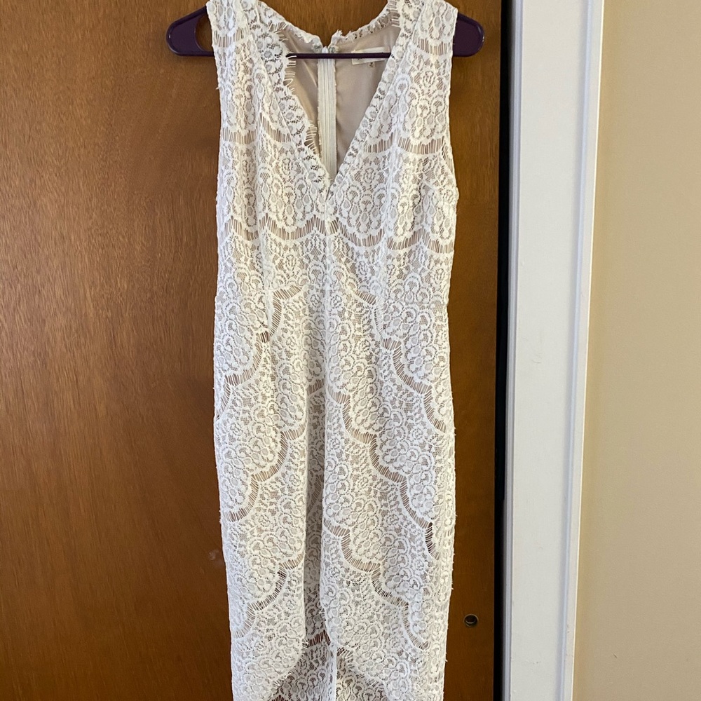 Sugar+lips high-low white lace dress